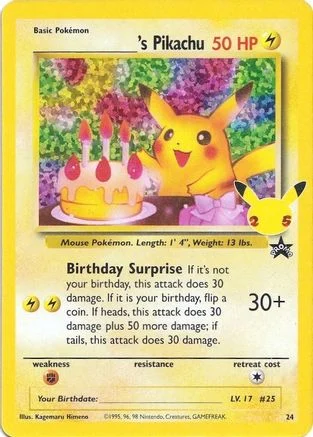 _____'s Pikachu (Birthday Pikachu) - Celebrations Classic Collection 24/25 (Classic Collection)
